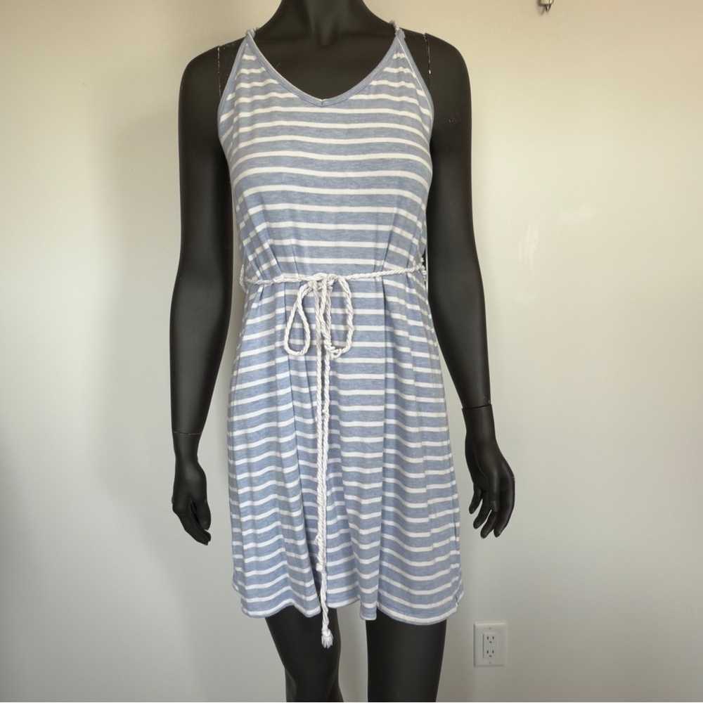 332. Cupcakes and Cashmere Blue Striped Knit Mini Dress - Size L